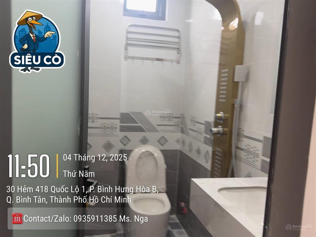 Bình tân nhà 4 tầng 52m2 shr hoàn công đủ 4pn 4wc hẻm xe hơi giá 6,6tỷ