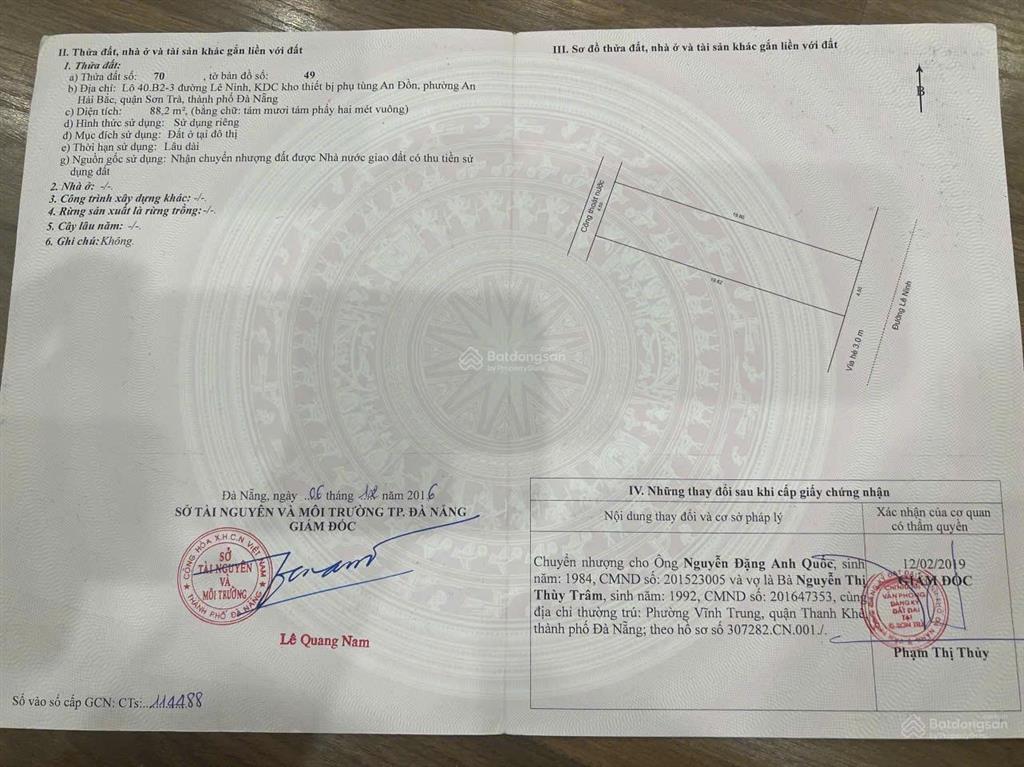 Chính chủ bán nhanh lô đất vị trí trung tâm cực đẹp, cách biển mỹ khê 300m, giá công khai 11.8 tỷ