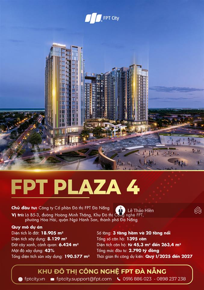 Fpt plaza 4 tòa căn hộ cao cấp giữa lòng khu đô thị đẳng cấp fpt city đà nẵng