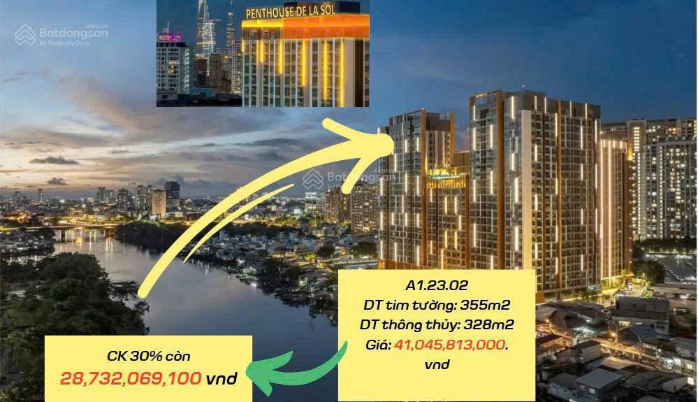 Cắt lỗ 30% penthouse delasol q4  tầm nhìn view vĩnh viễn sông sài gòn  giá bán cực tốt t4/2025