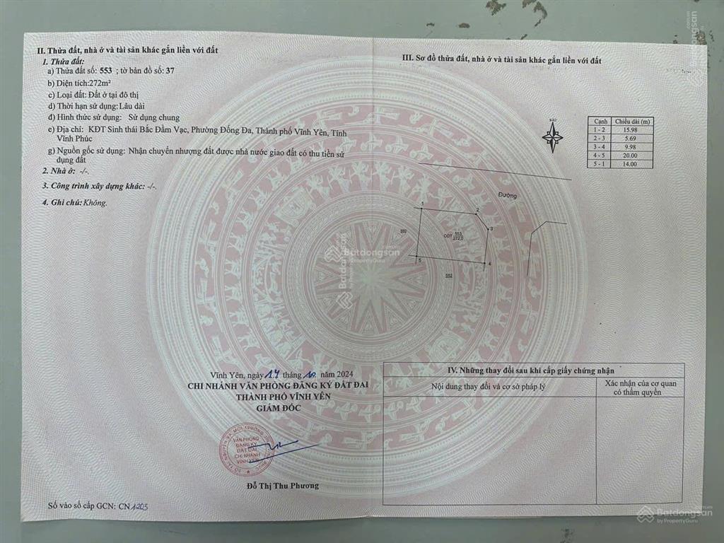 Bán lô biệt thự góc duy nhất hướng đông nam tại dự án bắc đầm vạc, đống đa, vĩnh yên, vĩnh phúc