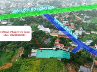 Chính chủ bán cắt lỗ 300tr, rẻ nhất khu vực lô đất dt 100m2 cách quốc lộ 21 500m, dhqg chỉ 1,5km