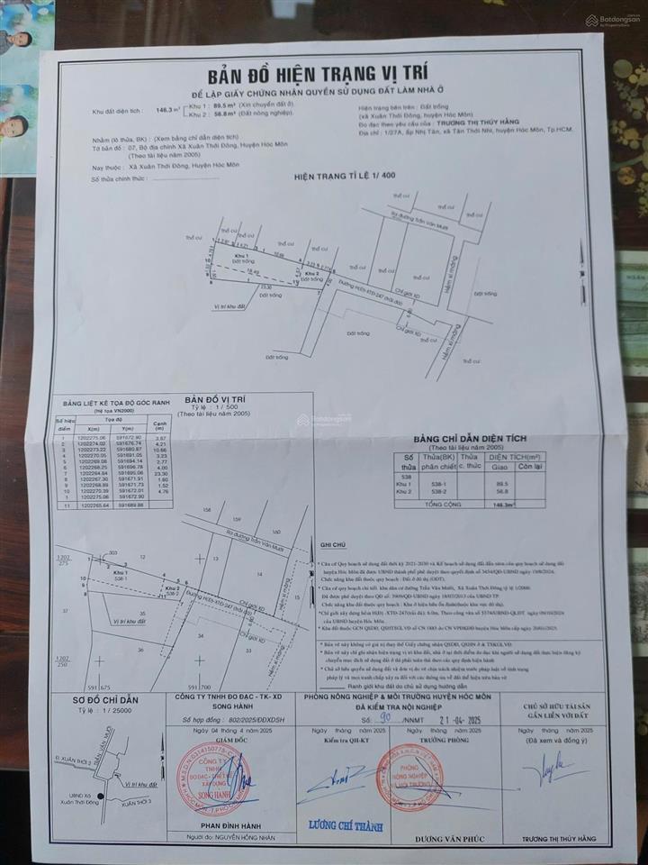 Bán lô đất thổ cư nở hậu 8m (chính chủ)