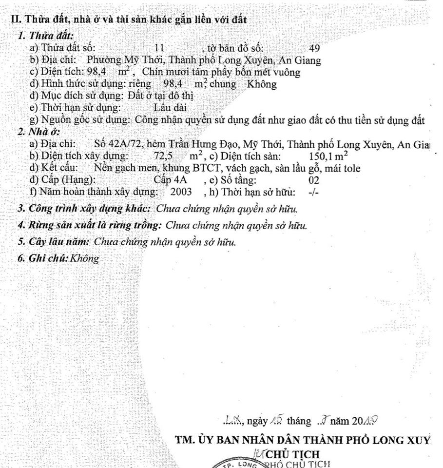 Ngân hàng phát mại căn nhà cấp 4 hẻm trần hưng đạo giá tốt (ms dương  cán bộ quản lý hồ sơ)
