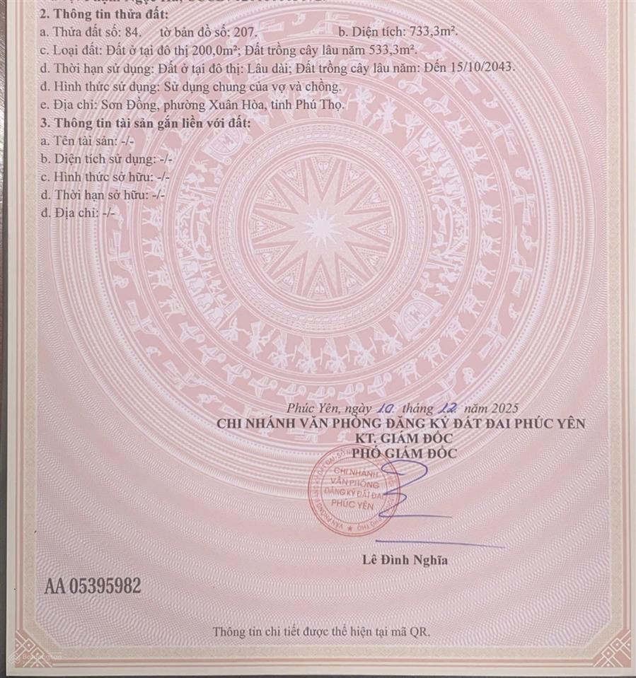 Bán đất tại ngọc thanh, phúc yên, vĩnh phúc, 6,8 triệu / m2, 733.3m2, đẹp, nhiều tiện ích