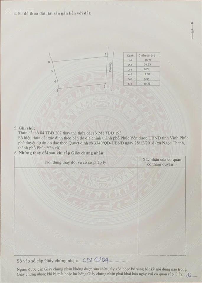 Bán đất tại ngọc thanh, phúc yên, vĩnh phúc, 6,8 triệu / m2, 733.3m2, đẹp, nhiều tiện ích
