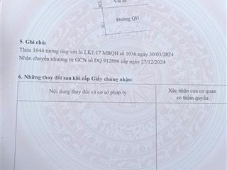 Chính chủ bán lô đất diện tích 5,5mx17m = 93,5m2. 2 mặt tiền ngay trung tâm phường đông thịnh