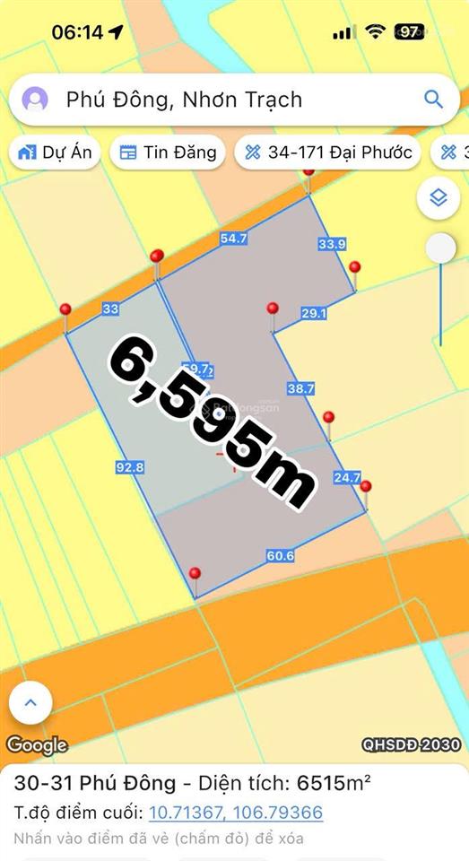 Cần bán 6,595m đất nông nghiệp xã phú đông nhơn trạch đn / shr sát đường cầu phú mỷ2