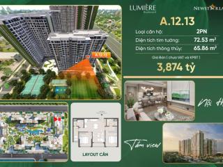 Hot! mua hàng cđt  hỗ trợ vay 80%  lumiere boulevard 2pn 2wc giá chỉ 3,8 tỷ.  xem nhà