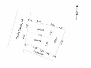 Lô góc phước trường 16  diện tích khủng 199 m2, ngang 12m  65 triệu/m2