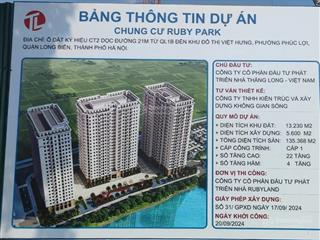 Hot! bán dự án cc tại ruby park, 63 triệu/m², 62 m2, 2pn, 2wc, q. long biên, hn