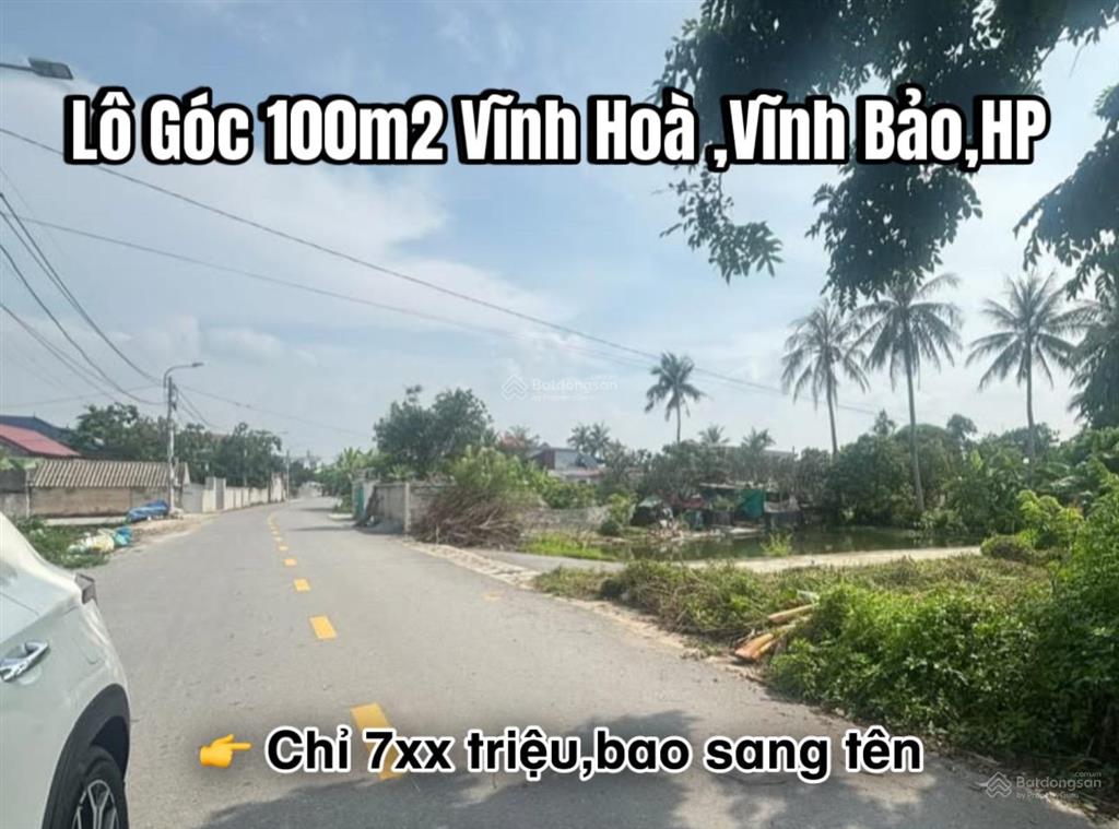 Bán đất 100m2 tại xã vĩnh long, vĩnh bảo, hải phòng, 755 triệu