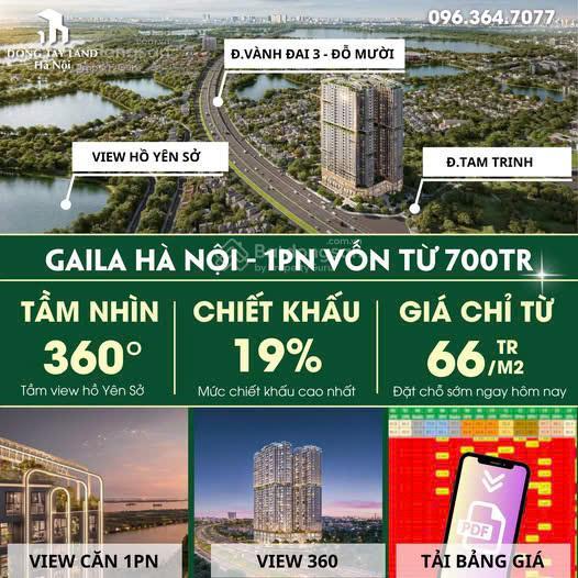 6x triệu/m2 sở hữu ngay căn hộ 2n 75m2 gailia hoàng mai, chiết khấu 19%, sổ đỏ vốn từ 700triệu