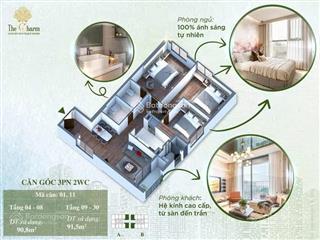 Hàng hiếm còn 1 căn hộ 3n 92m2 the charm sát aeon mall hà đông giá 75tr/m2, ck 3% sổ đỏký tt cđt
