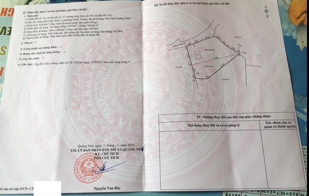 Bán đất tại minh thành, 5,5 triệu / m2, 630 m2, quảng yên, quảng ninh