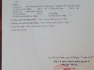 Cần bán nhà đất 163 đường bến mễ cốc, phường 15, quận 8, hồ chí minh