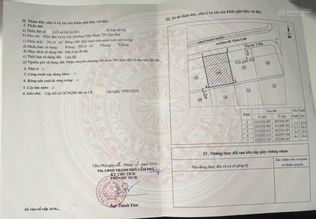 Bán đất đẹp sau vincom cẩm bình, cẩm phả, quảng ninh 16 triệu / m2, 291 m2
