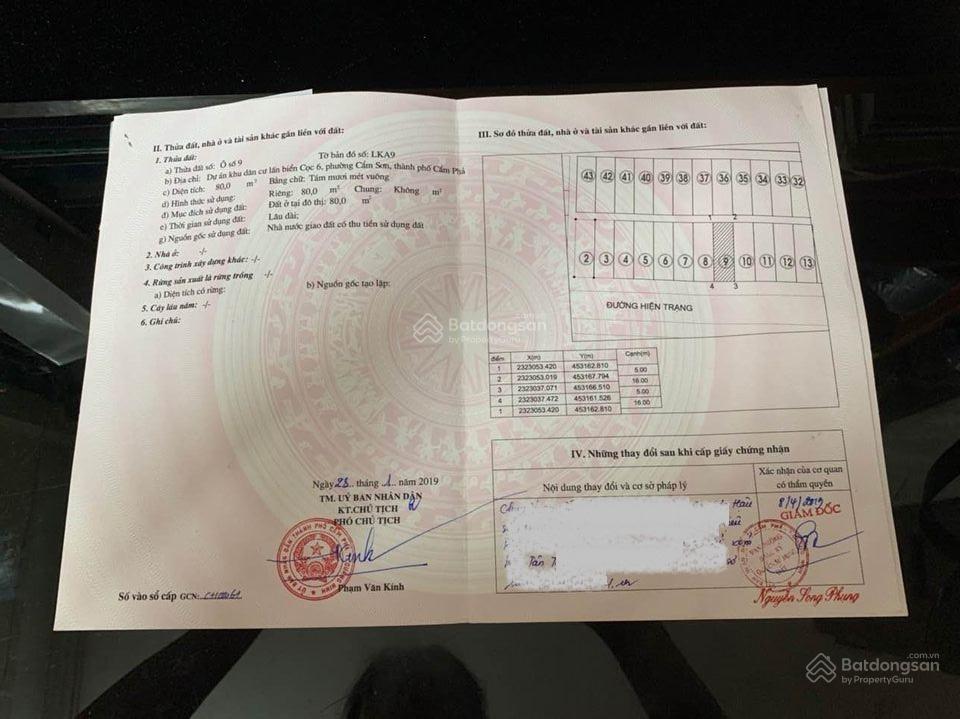 Bán liền kề 80m2 trục chính đường đôi 30 m tại khu đô thị quảng hồng cẩm phả, quảng ninh