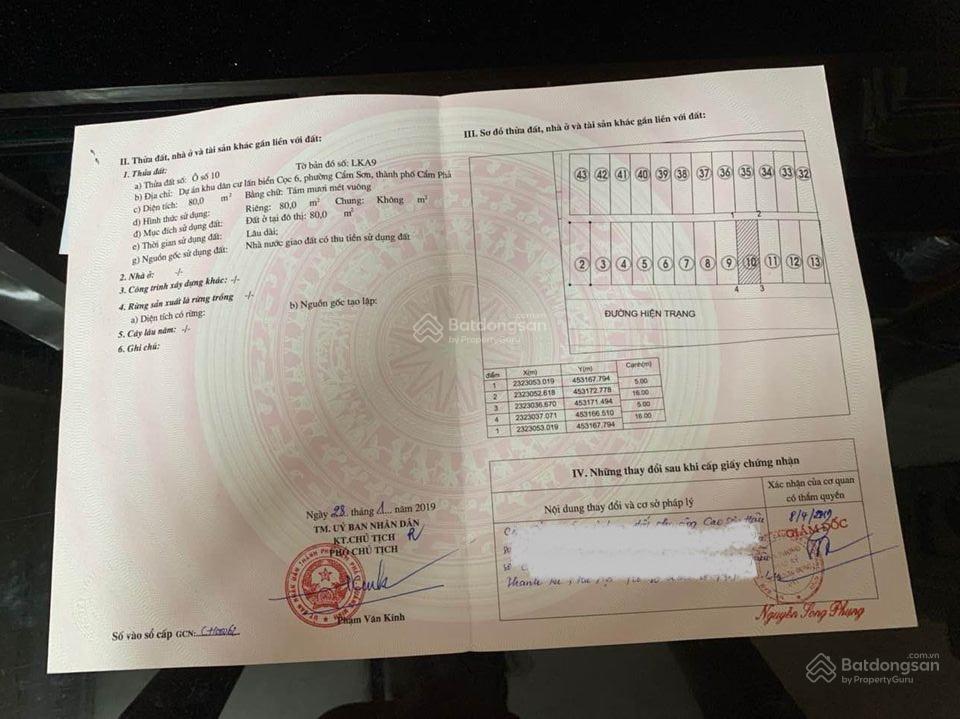 Bán liền kề 80m2 trục chính đường đôi 30 m tại khu đô thị quảng hồng cẩm phả, quảng ninh