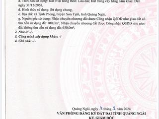 Bán đất 750 m2 tại xã tịnh phong, sơn tịnh, quảng ngãi, giá tốt 1,2 tỷ vnd