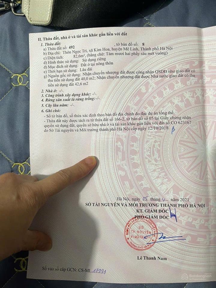 Chính chủ bán lô đất 82.6m full thổ cư, đường trục chính làng, kinh doanh buôn bán thoải mái.