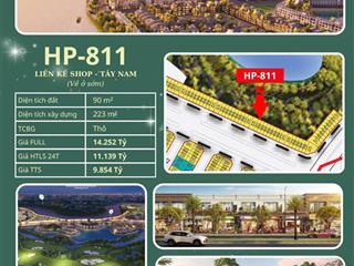 Bán căn shop 3 tầng, 90m2. mặt đường lớn 41m. view sông sân golf