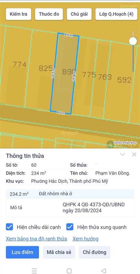 Đất đẹp tại hắc dịch, mặt tiền mỹ xuân tóc tiên, 2,9 tỷ, 234m2, sẵn 2 căn kiốt