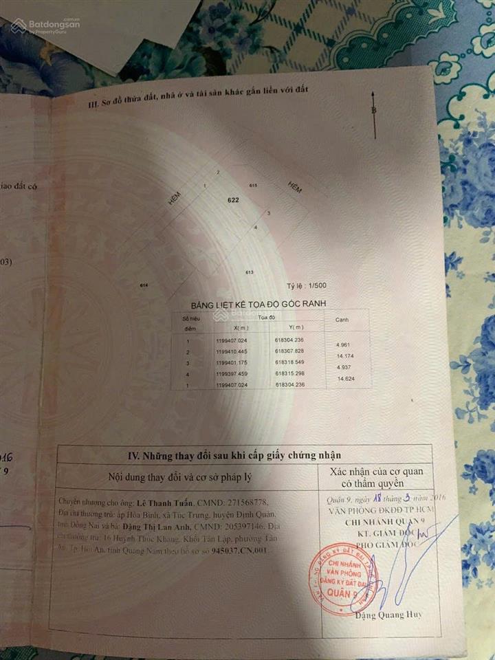 Chính chủ cần tiền cắt lỗ 300 triệu lô đất long thạnh mỹ quận 9 dt 71m2 mt 7m giá tl