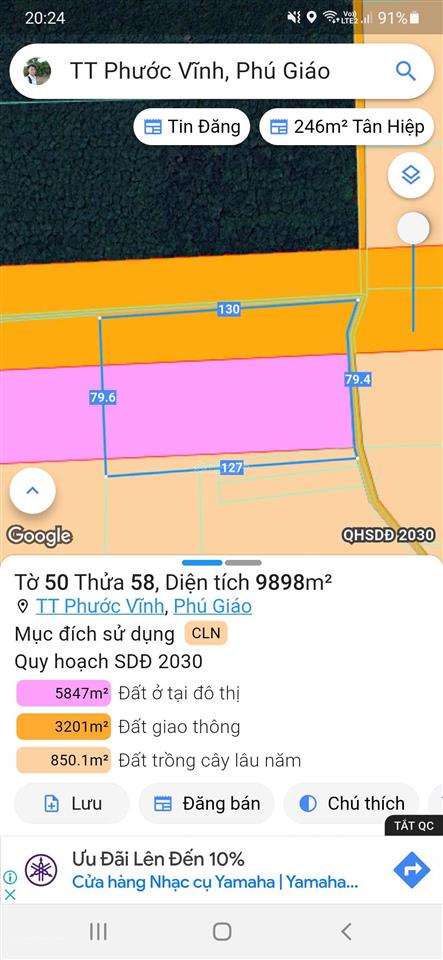 Đất đô thị, tại thị trấn phước vĩnh