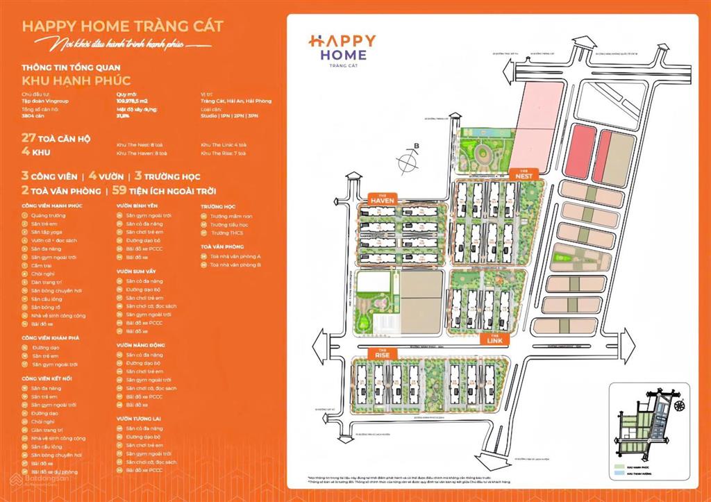 Noxh với 59 tiện tích tại happy home tràng cát. 54m2 với 2 ngủ , 2 wc giá 1,x tỷ. sđt0901 627 ***
