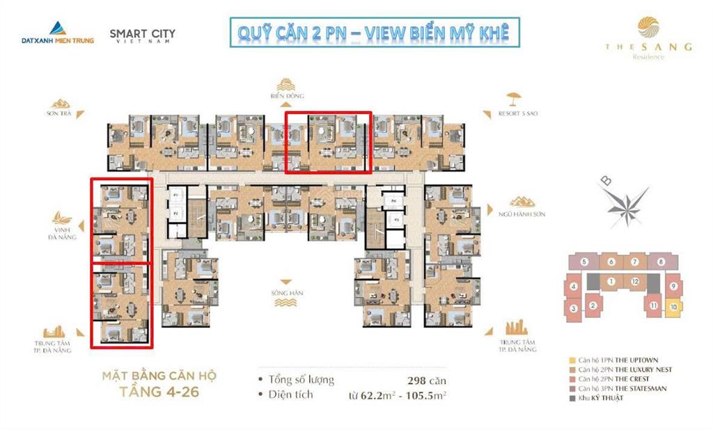 Quỹ căn hộ 2pn  view biển mỹ khê  tầng cao  giá tốt nhất thị trường căn hộ biển đà nẵng!