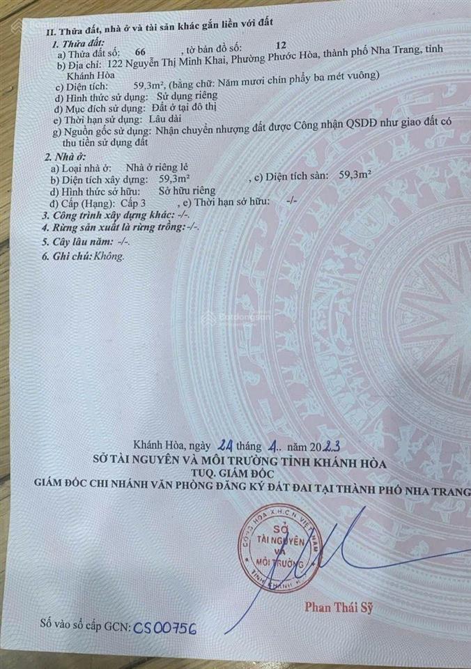 Bán nhà mặt phố nguyễn thị minh khai, 11,5 tỷ, 59.3m2, cách biển 5 phút đi bộ, nha trang