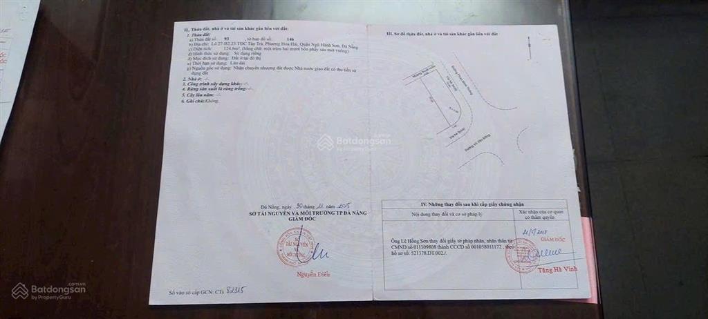 Chính chủ bán lô góc 2 mt đường võ văn đồng với phan đình thông, sát biển tân trà
