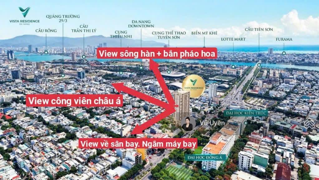 Căn hộ hạng sang vista residence, ven bờ sông hàn, view trực diện pháo hoachỉ 54tr/m2sắp bàn giao