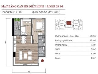 Cho thuê căn hộ 71m2 2pn2wc bc đn mát mẻ view sông view cầu đông trù tầng trung đẹp nội thất cđt