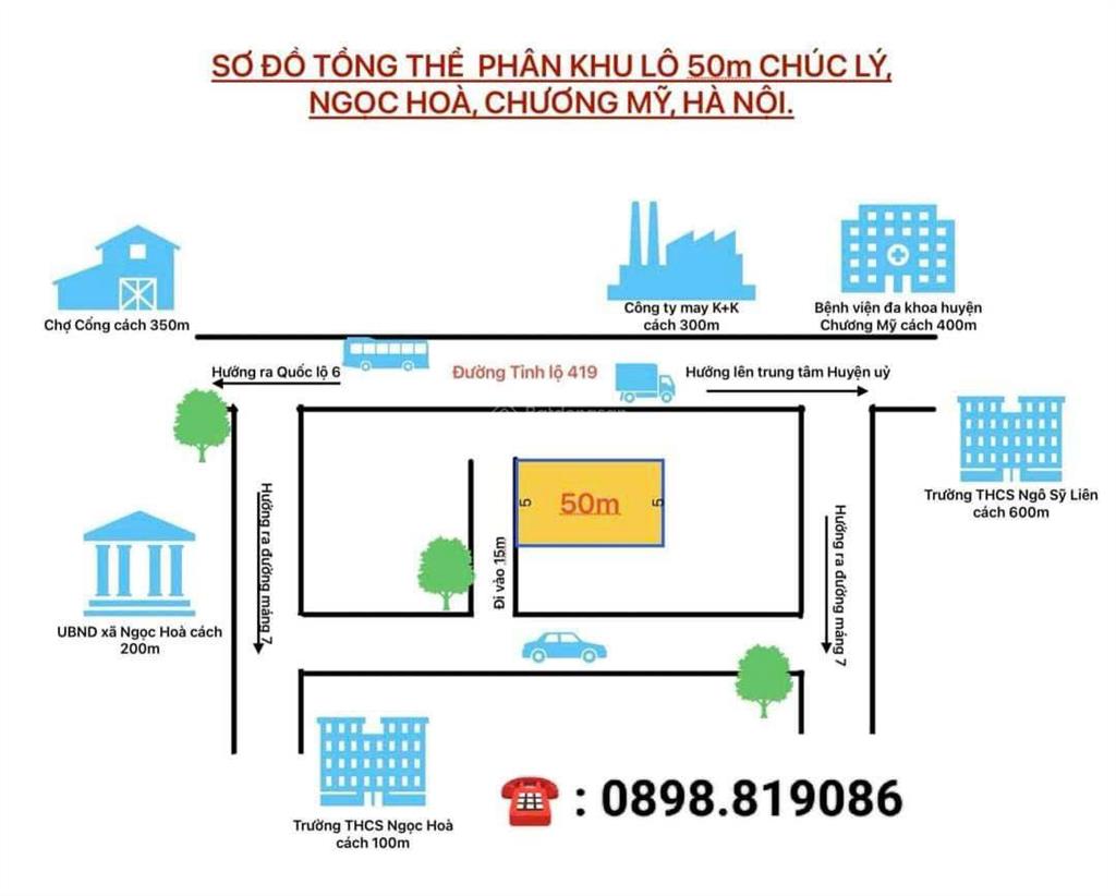 Hàng đầu tư tiềm năng p. chương mỹ . 50m2 (mt = hậu = 5m) chúc lý ngọc hoà chương mỹ
