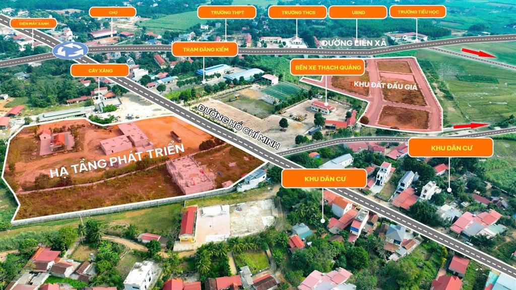Bán gấp 3 lô ngay trung tâm xã thạch quảng đón sóng kcn chỉ hơn 1tr/m2