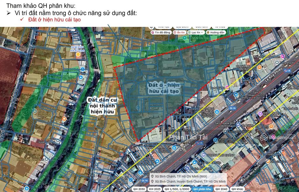 Cạnh chợ bình chánh chủ bán đất ngang 8m hướng đông 160m2 lô góc hẻm ô tô thông ra lê khả phiêu ql1