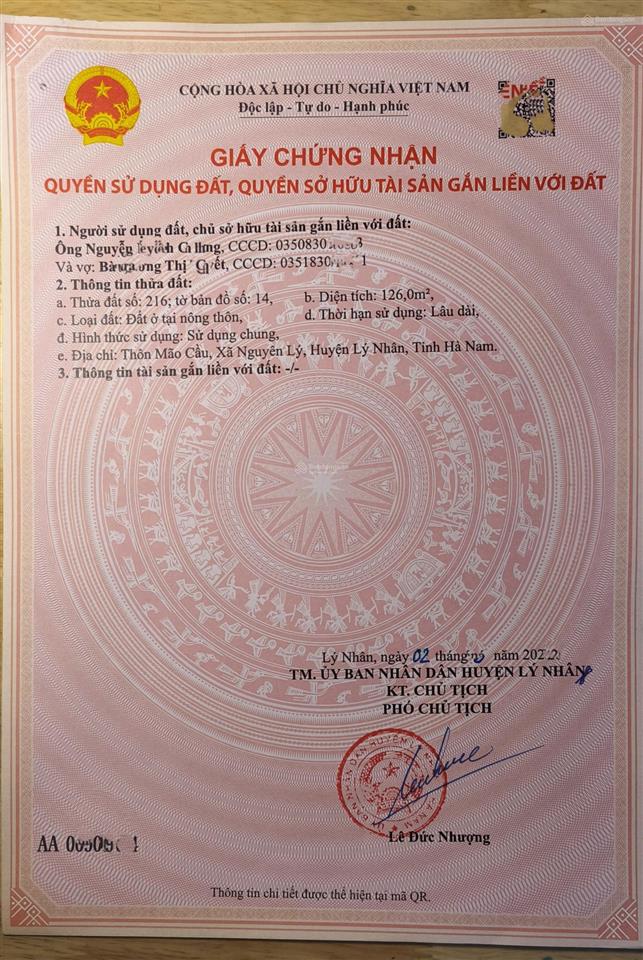 Sổ hồng lô góc cây xanh đấu giá nguyên lý (đẹp top 1)