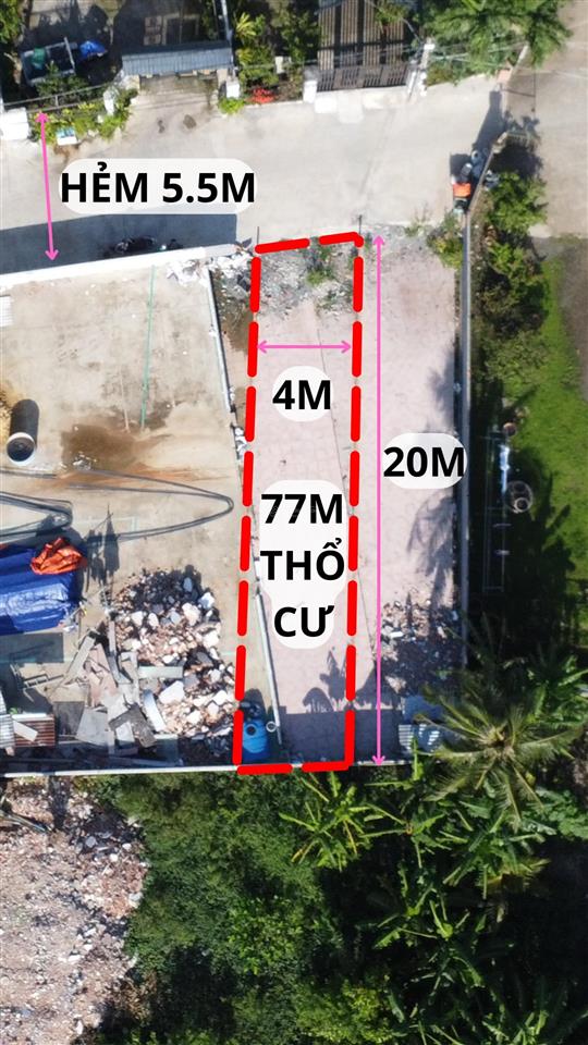 Lô đất hẻm xe hơi thị trấn hóc môn, 80m2, shr, giá 3.4 tỷ