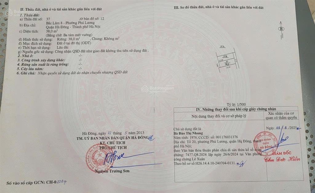 Chính chủ cần bán đất phú lương ngõ nông có nhà cấp 4