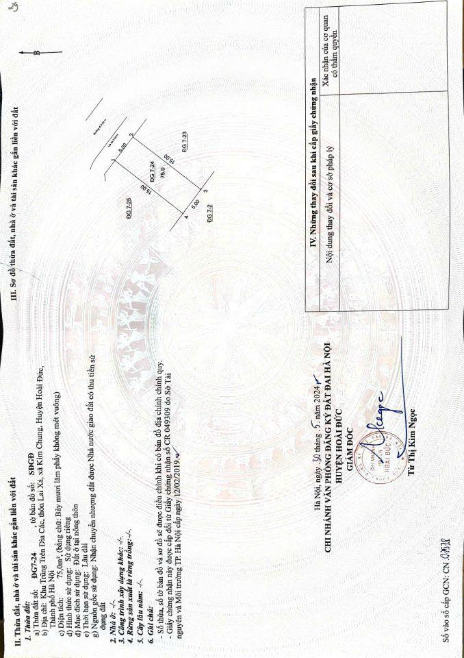 Bán đất Đấu Gía Lai Xá DT75m2*Mt 5m*Đường 24m* sẵn sổ đỏ. Gía đầu tư.