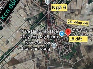 Bán lô đất 700m (300m thổ cư), mặt tiền 29m tại thôn cao đồng, đồng phúc, yên dũng bắc giang.