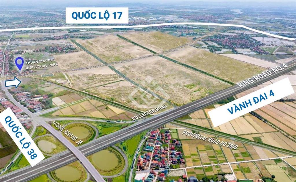 Ký trực tiếp từ cđt lô 1ha đất kcn thuận thành i, bắc ninh  vị trí, hạ tầng hoàn thiện, giá tốt