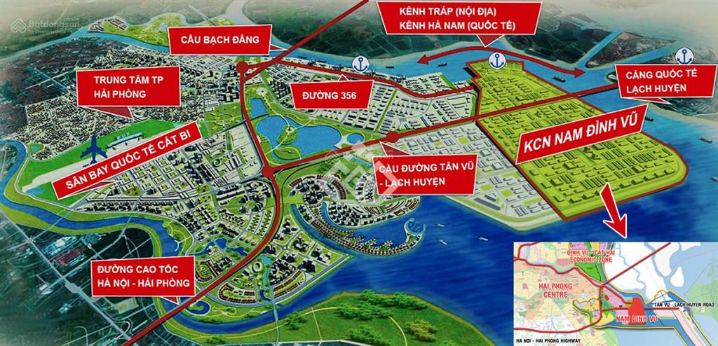 Bán 1ha kcn nam đình vũ trong kkt đình vũcát hải  trung tâm logistics  cảng biển| giá chỉ 3tr/m²
