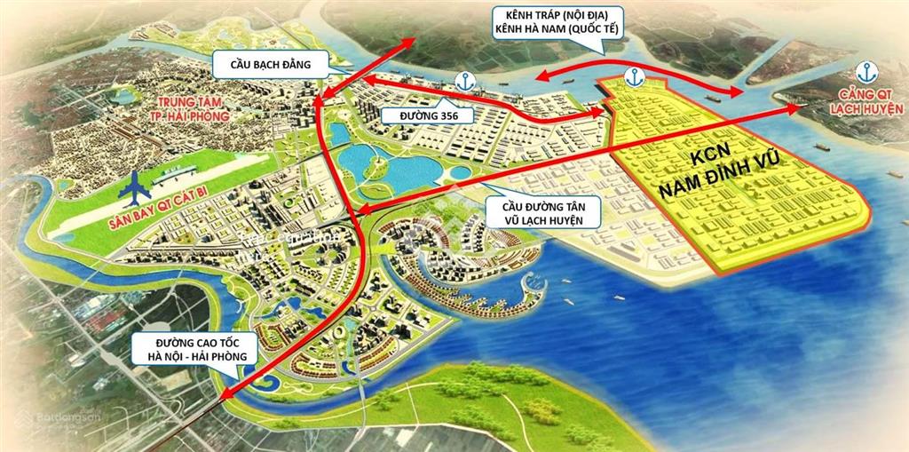 Bán 1ha kcn nam đình vũ trong kkt đình vũcát hải  trung tâm logistics  cảng biển| giá chỉ 3tr/m²