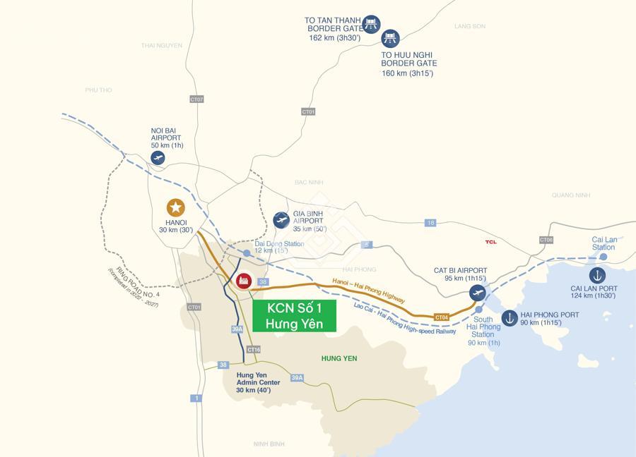 Cđt mở bán kcn số 1 hưng yên, đất xd nhà máy diện tích 1ha  giá độc quyền