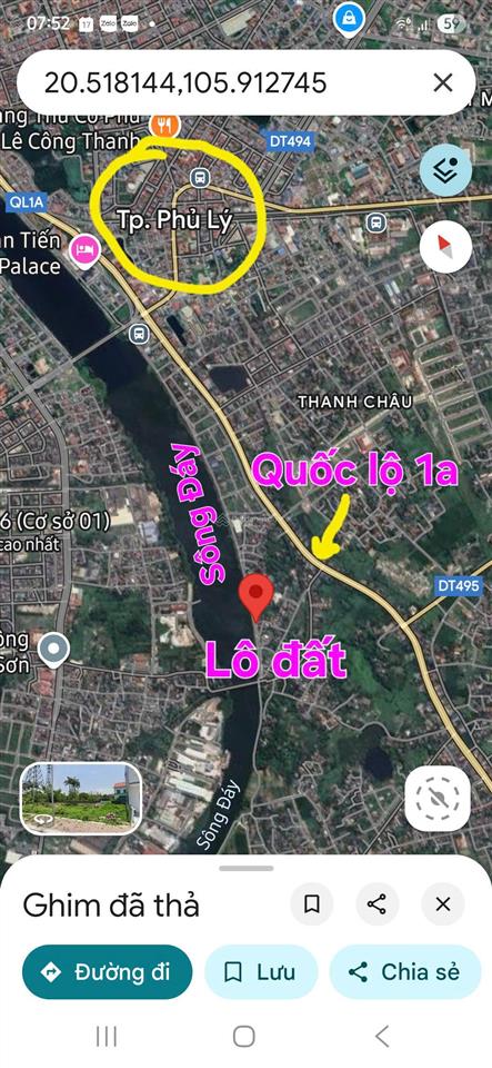 Bán đất mặt tiền đối diện (view) sông đáy cạnh khu đô thị tài tâm, trung tâm thành phố phủ lý