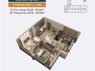 Bán căn hộ 2pn block r3 tầng trung  view sông và mall biên hoà  giá từ 1,9tỷ