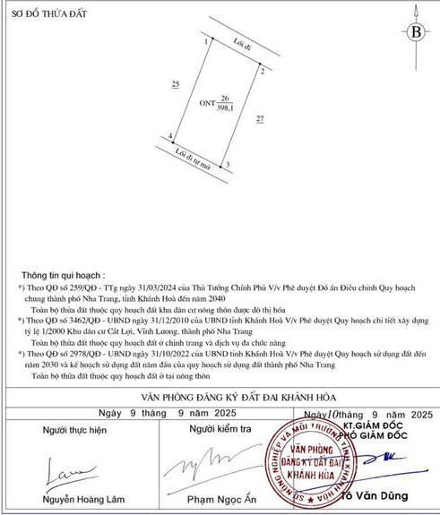Cơ hội đầu tư đất bắc nha trang, cách biển 500m, vuông vắn, giá tốt chỉ 15,5tr/m2 full thổ cư